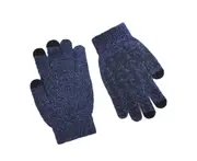 Winter Men Women Knitted Gloves Touch Screen Non-slip Full Finger Warm Mitten-Navy Blue