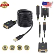 10ft USB to RS232 Null Modem Adapter Cable with COM Retention and LED Indicators