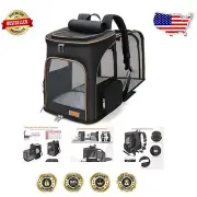 Lightweight Black Dog & Cat Carrier Backpack with Expandable Space - Age: Puppy