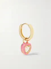 [Alison Lou] Alison Lou - Heart Cocktail 14-karat Gold, Topaz And Enamel Single Hoop Earring - One size One size Gold