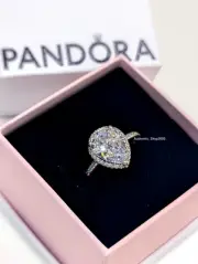 NEW 100% Authentic PANDORA 925 Large Sparkle Radiant Teardrop Ring 196251CZ