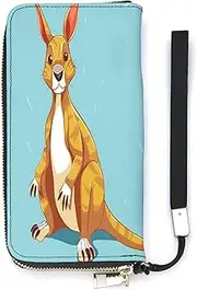 [YHEGBFD] Leather Purse,Cartoon Kangaroo Zoo Print Womens Wallet,travel Wallet,wrist Strap Long Purse,leather Zip Around Wallet, style, 20x10.5cm, Modern, Style, 20x10.5cm, Modern
