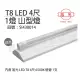【旭光】LED T8 20W 6000K 白光 4尺 1燈 單管 全電壓 山型燈 _ SI430014