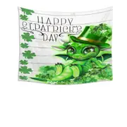 Green Clover St Patricks Day Lil Dragon Tapestry