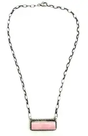 Navajo Handmade Pink Conch Sterling Silver Necklace Bar Link By Elouise Kee