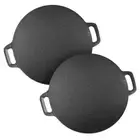 NNEAGS 2X 37cm Cast Iron Induction Crepes Pan Baking Cookie Pancake Pizza Bakewa