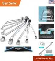 9-Piece Offset Box Wrench Set in Metric Sizes 6-23mm - Chrome Vanadium Steel