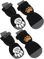 COSMEVIVI 4 Pack Dog Socks Anti Slip Socks for Puppies Pet Socks Cotton Paw Protectors