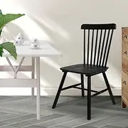 [Levede] 2X Dining Chairs Kitchen Windor Chair Natural Wood Cafe Lounge Seat Oak, Solid Wood Frame, Home Furniture for Dining Room, Living Room, Cafe, Courtyard, Load Up to150kg (Black)