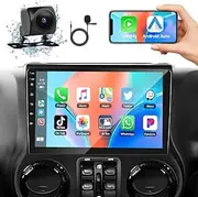 Podofo 5GWiFi 8Core 4G+64G Wireless Android Auto & Apple Carplay Car Stereo for Jeep Wrangler JK 2011-2014,10.1" IPS Touchscreen Car Radio with Bluetooth5.0,GPS,SWC,FM/RDS,EQ,DSP+AHD Backup Camera+MIC