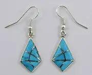 Zuni Handmade Opal inlay Earrings in Sterling Silver by Lori Kalestewa