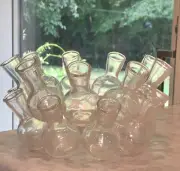 Vintage The Original Floral Design Clear Glass Bubbles Vases Propagation 9” Diam