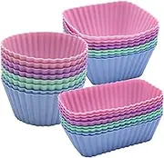 SmartKitch Silicone Cupcake Liners Lunch Box Dividers，Non-Stick Silicone Muffin Cups, Bento Box Accessories for Kids (24Pcs: 4 Color)
