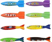 ZHFUYS Pool Toy Throwing Torpedo Shark Torpedo Diving Toy,8 Pack