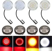 Vuzmode 1157 Turn Signal Lights, Bullet Front Rear Turn Signal LED Bulbs Smoke Lens Covers Kit, Compatible, for Harley, for Davidson, Dyna Softail Sportster Touring Street Glide Road Glide. Motorbike