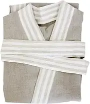 [IPPINKA] Pure Linen Bathrobe, Moisture Wicking & Lightweight, Natural Grey