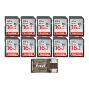 SanDisk Ultra 16GB Class SD Memory Card 10 Pack with High Speed USB Reader