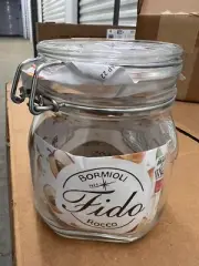 Fido Bormioli Rocco 3/4 Liter Hinged Locking Storage Glass Jar. See Description