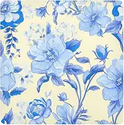ODAWA Vintage Blue Floral 17.7"x17.7" Self-adhesive Cloth Camera Protective Cover, Easy-Storage Magic Cloths for Camera