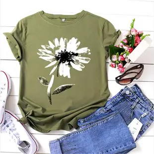 純棉女T恤S-5XL CuteFlower Ladies tshirt Women Cotton T-shirt