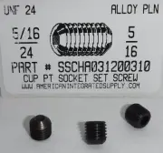 5/16-24x5/16 Hex Socket Set Screws Cup Point Alloy Steel (25)