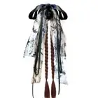 Girls Ribbon Ponytail Hairpiece Hair Extensions Wigs Black Chignons for Cosplay