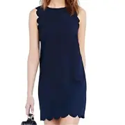 NWT J. Crew Factory Scalloped Detail Mini Dress in Navy Blue Women's Size 4