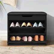 3 Shelves ALFORDSON Shoe Cabinet Bench Flip-Drawer Black
