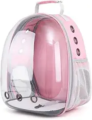 Backpack Cat Dog Breathable Pet Carrier Bag Outdoor Travel Transparent (Pink)