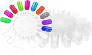 cobee Pack of 10 Round Nail Pattern Display, Transparent Nail Display Sun-Shaped Nail Art Tips, Ring Sticks, Nail Art Display, Nail Pattern Sticks for Nail Studio and Beginners