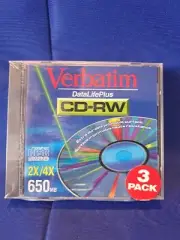 New Sealed 3 Pack Verbatim CD-RW 2x-4x Speed 74 Min 650 MB DataLifePlus