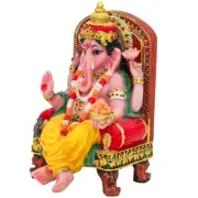 Hindu God Ganesha Statue Figurine - Indian Idol Sitting Lord Ganesh Statue In...