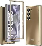 Case for Samsung Galaxy Z Fold6, Built-in Screen Protector Film, Fashionable Lightweight and Ultra-thin Case (Gold,for Galaxy Z Fold6)