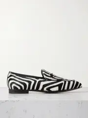 [Gucci] Gucci - Jordaan Horsebit-detailed Zebra-print Calf Hair Loafers - Zebra print - IT41 IT 41 Animal print