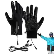 [Generic] Electric Heated Hand Gloves - Thermal Insulated Mittens, Windproof Waterproof Protection | Rechargeable Battery Heating, Soft Cozy Liner, Touchscreen Fingertips for Cold Weather for Skiing Snowboardin