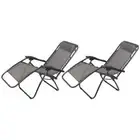 Zero Gravity Chairs Reclining Folding Camping Lounger Grey Set of 2
