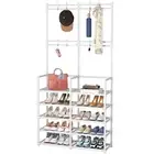 5-Tier Entryway Coat Rack, Coat and Shoe Rack, Entryway Bench Storage White