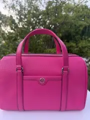 Michael Kors Medium Duffle Satchel Leather Dragonfruit Crossbody Bag Pink