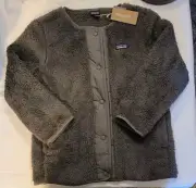 Patagonia Girls Grey Fleece Sweater Jacket Size Small 7-8 Snap Front Los Gatos