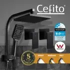 Cefito Shower Head Set 8" Rain Shower Head Handheld Wall Taps Brass Black