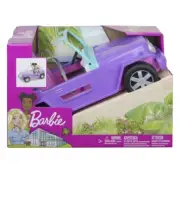 Barbie Off-Road Vehicle, Purple Toy Car with 2 Pink Seats and Rolling Wheels