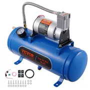 12V Air Compressor with Tank 1.6 Gallon/6 L, Train Horn Air Compressor, 120 psi Working Pressure Onboard Air Compressor System for Train Air Horns, Inflating Tires, Air