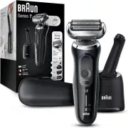 Wet/Dry Electric Shaver with Flex Head, Beard Trimmer, Clean & Charge Dock - NEW