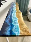 Ocean Wave Console Table, Epoxy Resin Coastal Table, Live Edge Table, Hallway