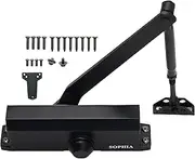 Sophia Light Duty Commercial Door Closer Adjustable DK700 Automatic Door Closer Hinge - Grade 2 Hydraulic Auto Door Closer System for Home & Light Commercial Property (Size 3) Matte Black