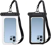 Fewile 2P Waterproof Phone Pouch, Underwater Dry Bag Cell Phone Pouch for iPhone 14 13 12 11 Pro Max XS XR X, Phone Pouch for Beach Kayaking Travel Black