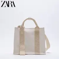 在飛比找蝦皮商城精選優惠-Zara2024女包帆布手提購物袋單肩斜挎包簡約托特包za9