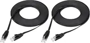uxcell 2PCS Cat 6 Ethernet Cable 16ft, 32AWG 250MHz Flat High Speed RJ45 Cat6 Internet Network Patch Cord for Computer, Gaming, Router, Modem, Black