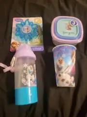 Disney Frozen Rock n Sip Canteen, Cup, Crust Cutter, And Snack Storage Container
