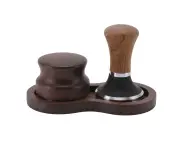 Coffee Hammer Tamping Kit Walnut Stainless Steel Tamper Distributor Set With Universal Base For Kitchen 51Mm/2In